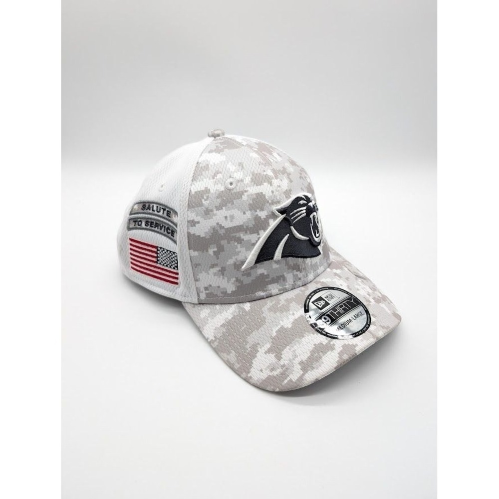 New Era Carolina Panthers Salute to Service Hat 39Thirty Arctic Camo Med Lg NEW